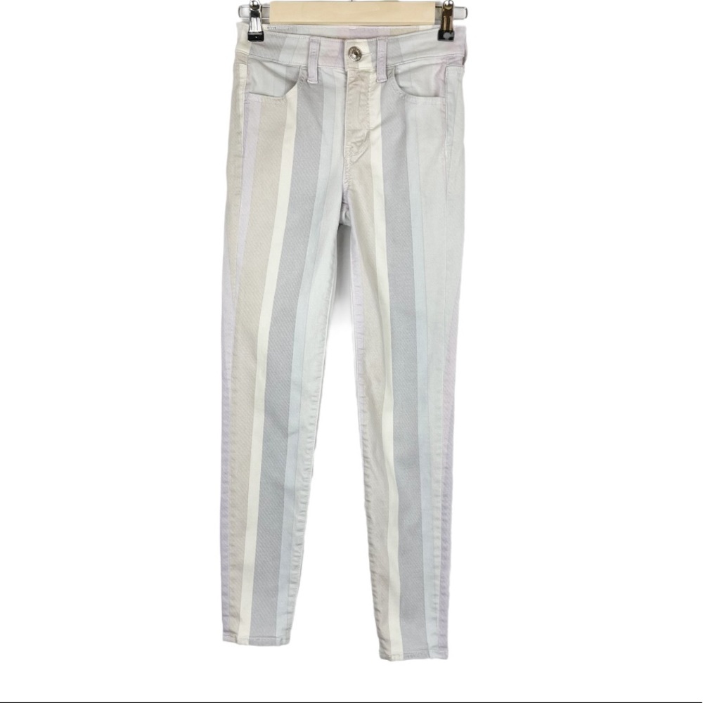 American Eagle Hi-rise Ne(X)t Level Stretch Striped Jean Jeggings Size 0